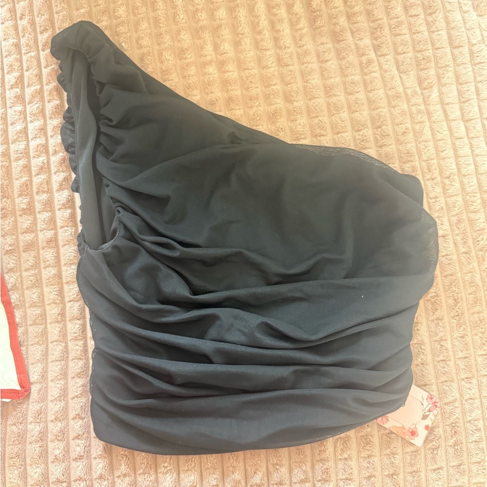 SHEIN Black One-Shoulder Blouse